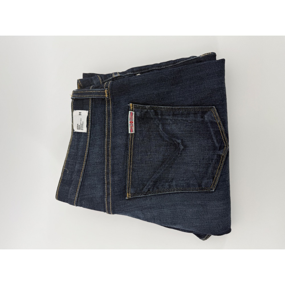Hudson Nico Midrise Super Skinny Ankle Jeans Dark Wash Raw Hem Size 31
